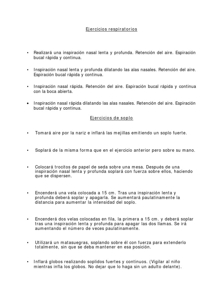 Ejercicios de Respiración y Pronunciación | PDF