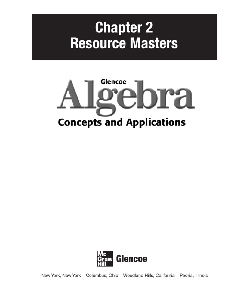 Glencoe Algebra Chapter 2 Cartesian Coordinate System Numbers