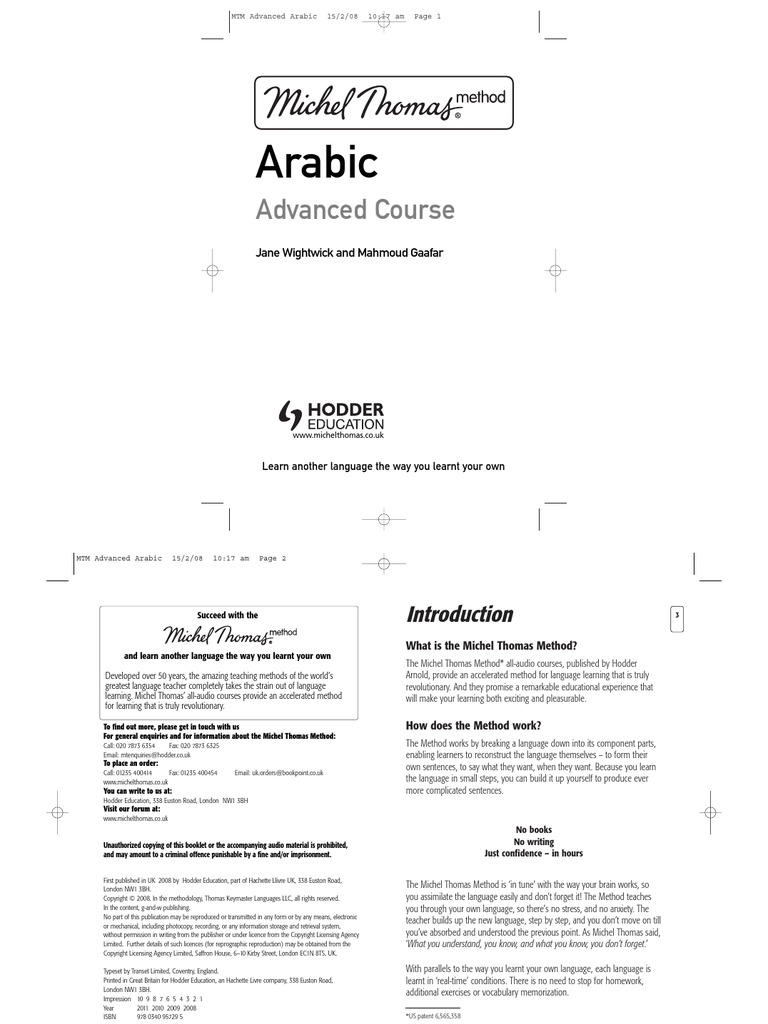 Michel Thomas Arabic Advanced Course | PDF | Vocabulary | Arabic