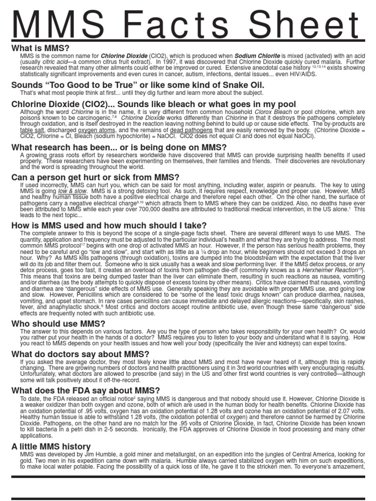 Mms Facts Sheet PDF Chlorine Chemistry