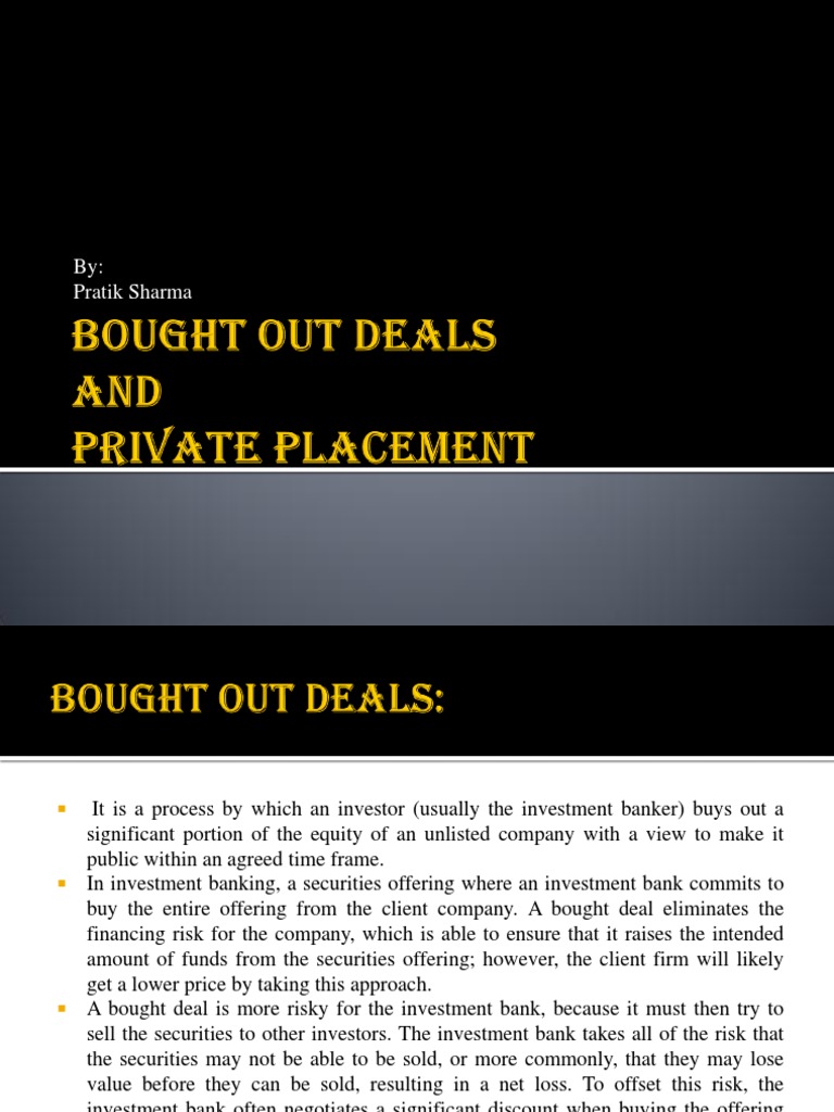 BOD Vs PP PDF Investment Banking Securities (Finance)