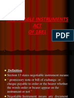 Negotiable Instruments ACT OF 1881