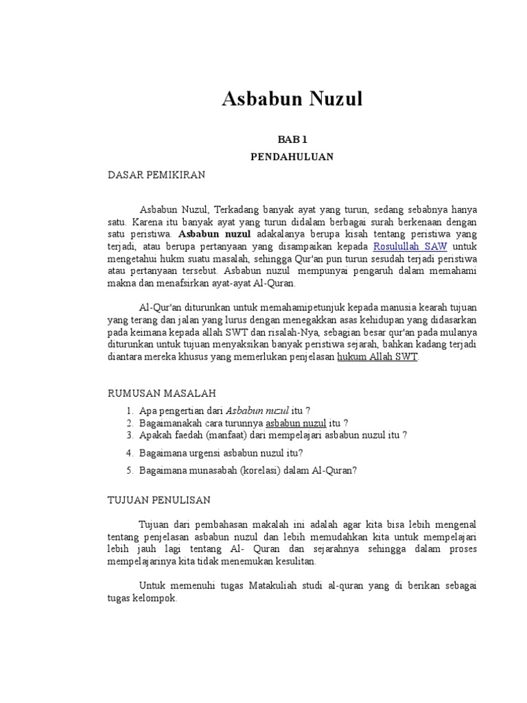 Asbab An Nuzul Pdf