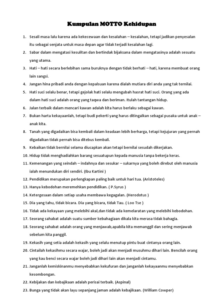 Kumpulan Motto Kehidupan Pdf