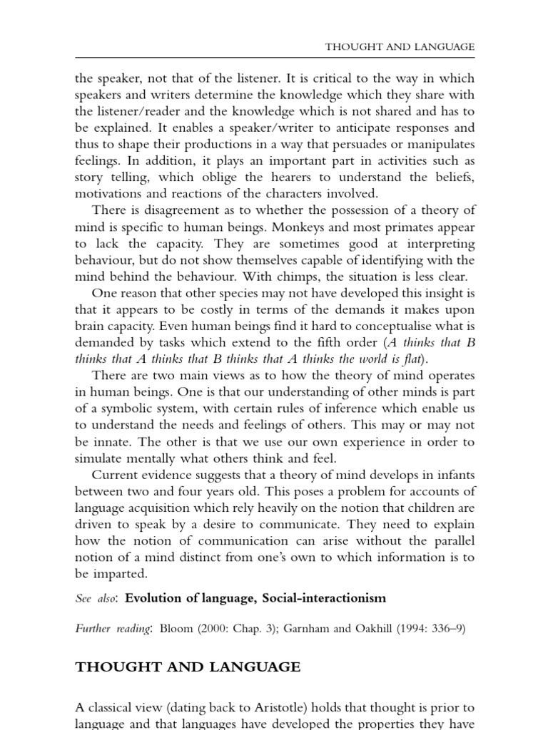 Understanding Theory of Mind and Language | PDF | Thought | Theory Of Mind