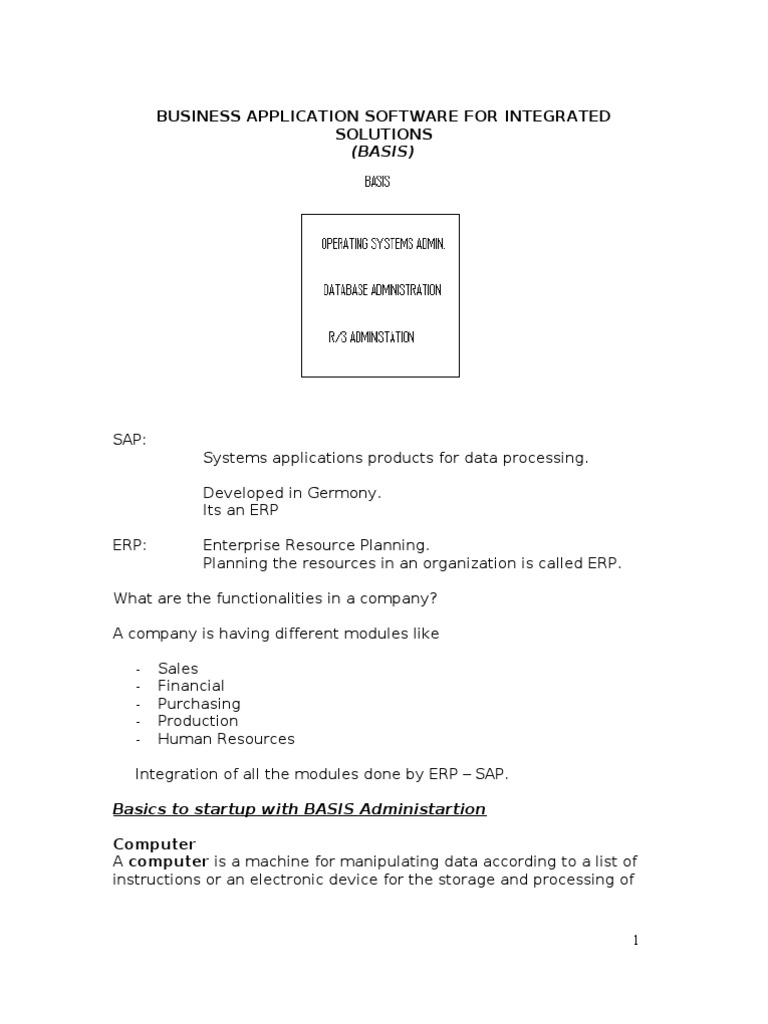Sap Basis Notes | PDF