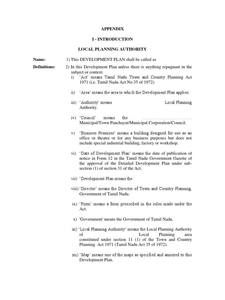 Appendix I Introduction Local Planning Authority Name Definitions 2