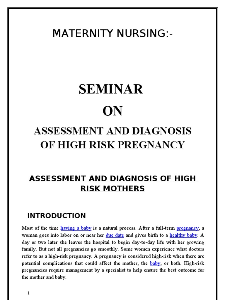 High Risk Pregnancy Assessment Seminar | PDF | Childbirth | Preterm Birth