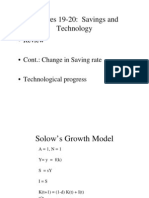 Lectures 19-20: Savings, Technology and Solow's Growth Model