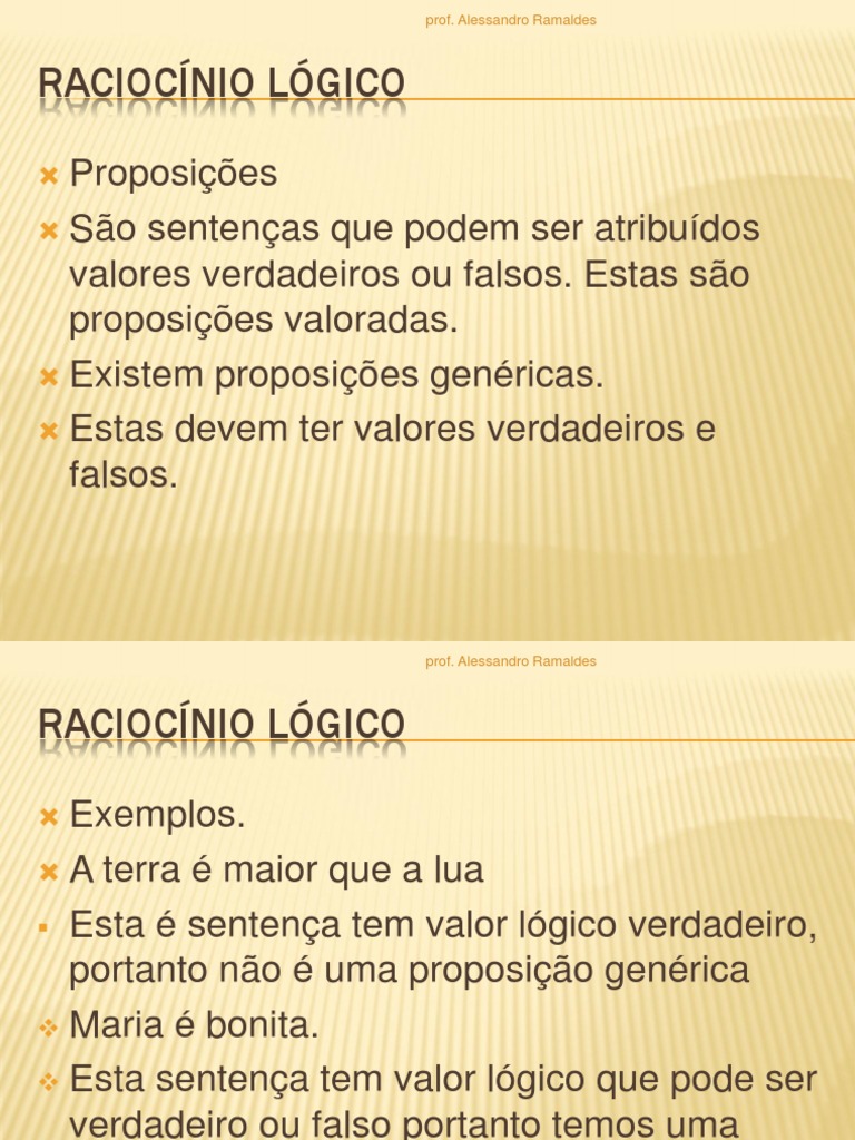 Raciocínio Lógico Aula 1 | PDF | Lógica | Proposição