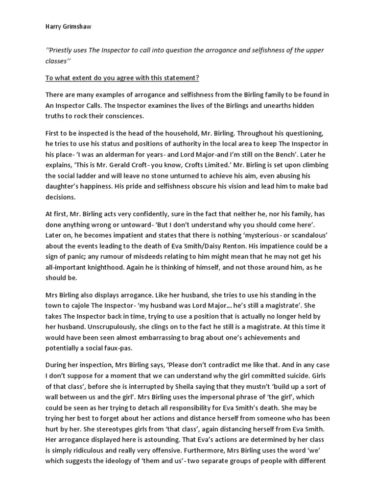 inspector calls essay introduction