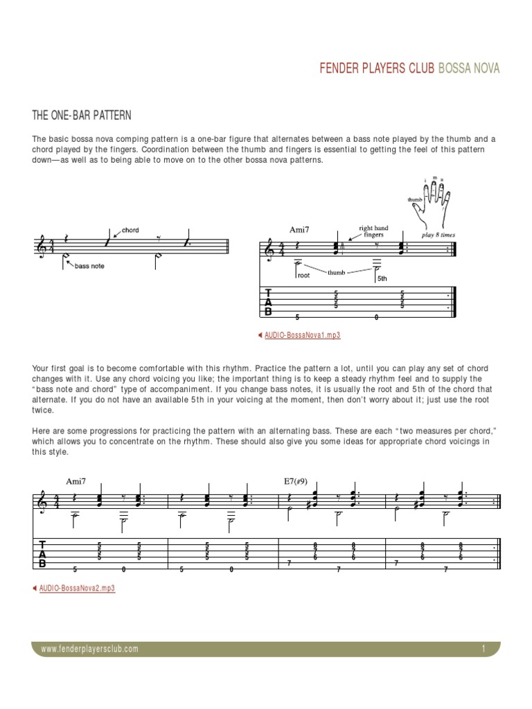 Bossa Nova Guitar Comping Basics | PDF | Bass Guitar | Chord (Music)