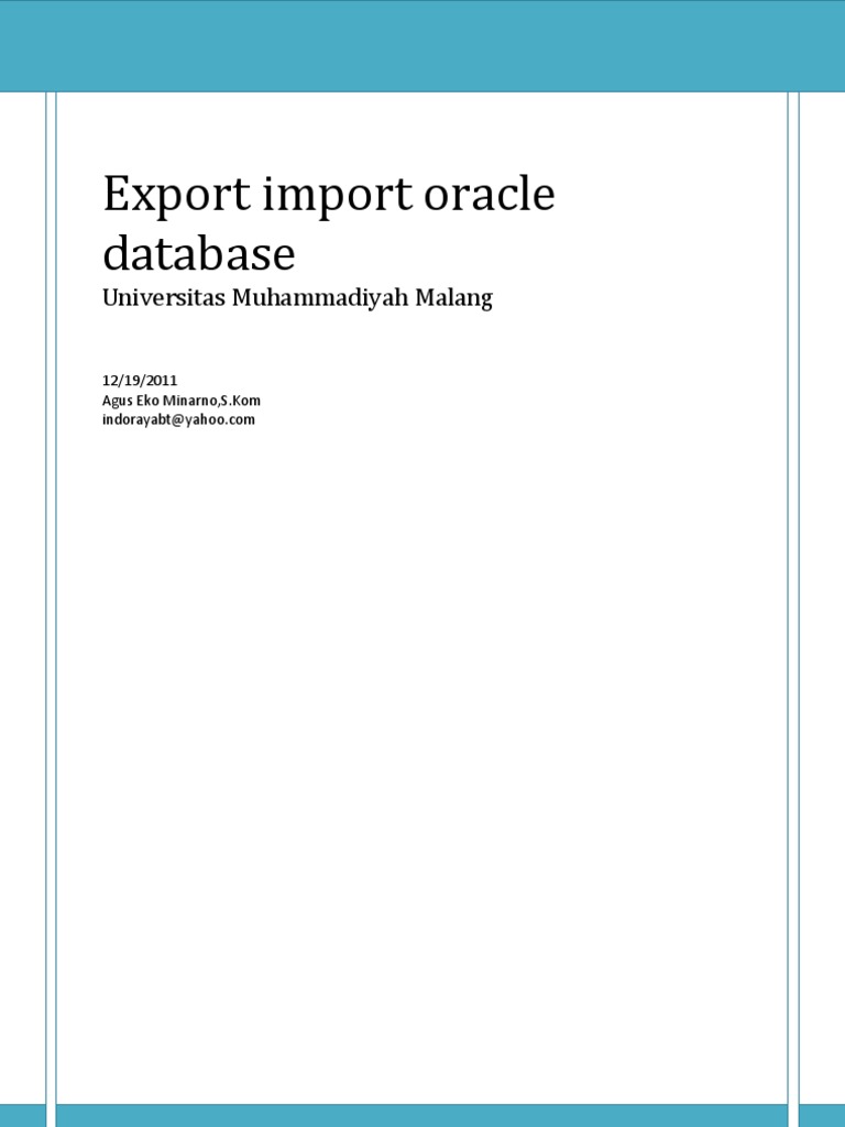 Export Import Oracle Database | PDF | Komputer