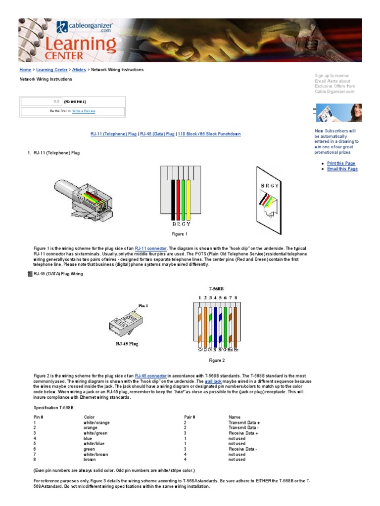 RJ11 & RJ45 Wiring Instructions | PDF | Electrical Connector