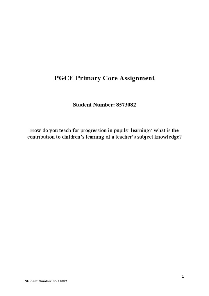 Teaching for Progression in Primary PGCE | PDF | Educational Assessment ...