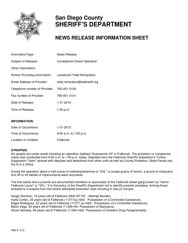 Operation Guacamole in Fallbrook, CA Via The San Diego Sheriff's ...