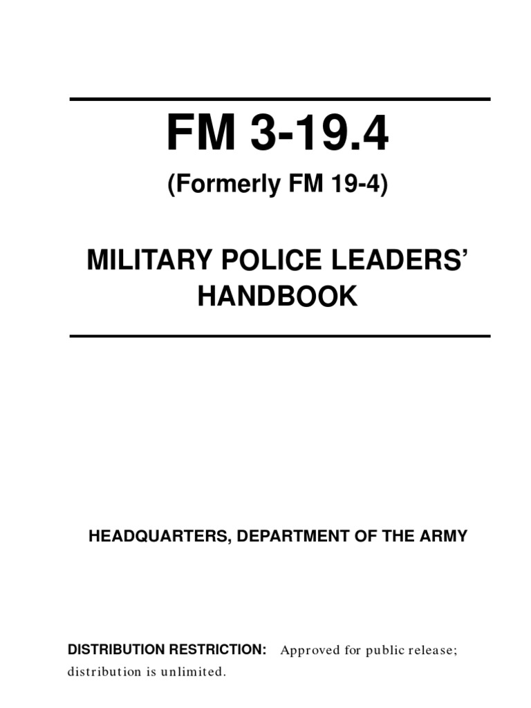 FM 3 19 4 | PDF | Military Police | United States Army