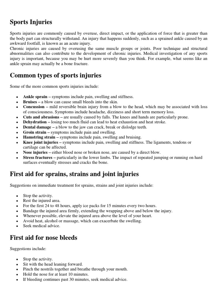 Sports Injury Prevention and Management | PDF | Self-Improvement | Wellness