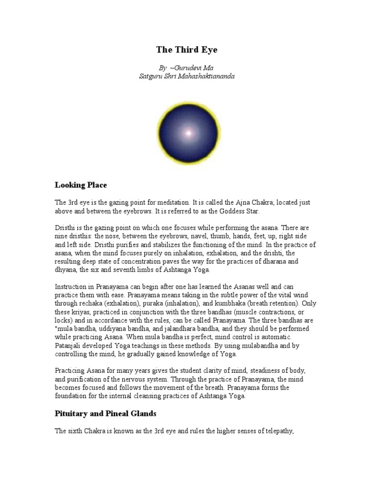 Yoga Teachings - The Third Eye | PDF | Ashtanga Vinyasa Yoga | Asana