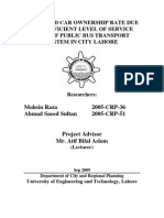 Increased Car Ownership Rate Due To Inefficient Level of Service (Los) of Public Bus Transport System in City Lahore