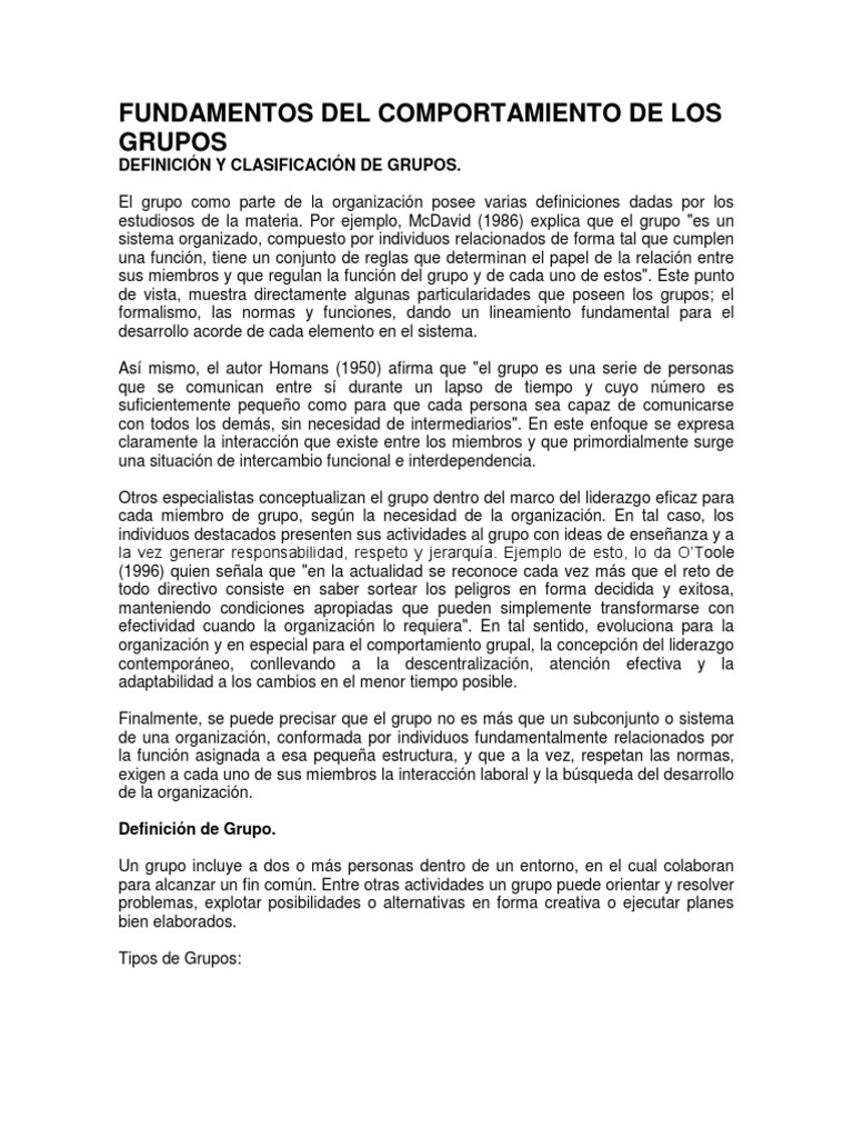 Fundamentos Del Comportamiento de Los Grupos | PDF | Grupo de trabajo ...