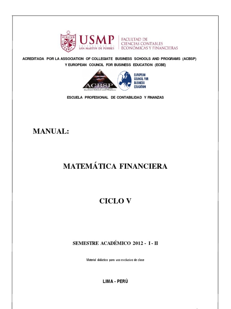 Manual de Matemática Financiera | PDF | Interés | Capital (economía)