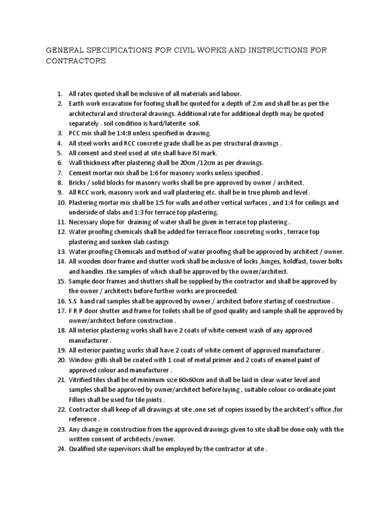 General Note For Contrctors | PDF | Masonry | Framing (Construction)