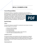 Internal Coordinator: General Responsibilities