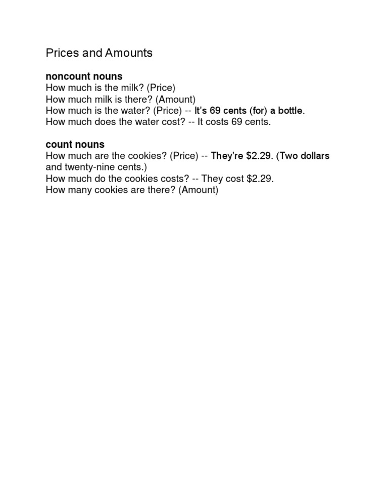Understanding Prices and Amounts | PDF