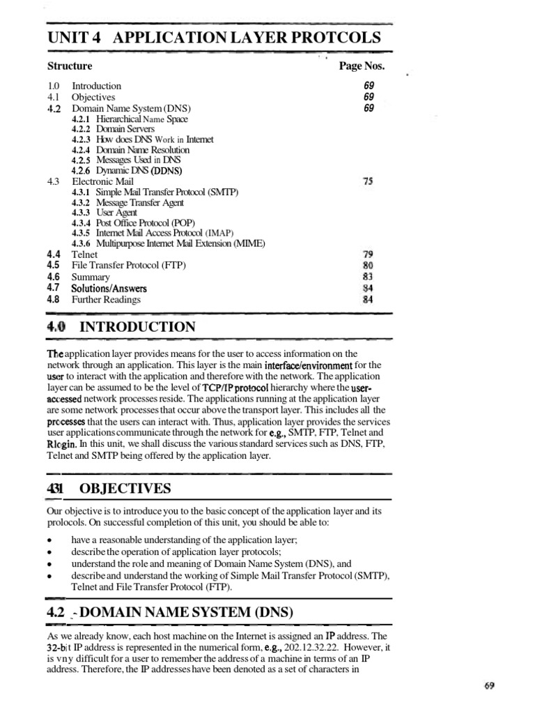 Unit 4 Application Layer Protcols: Structure Page Nos | PDF | Domain ...