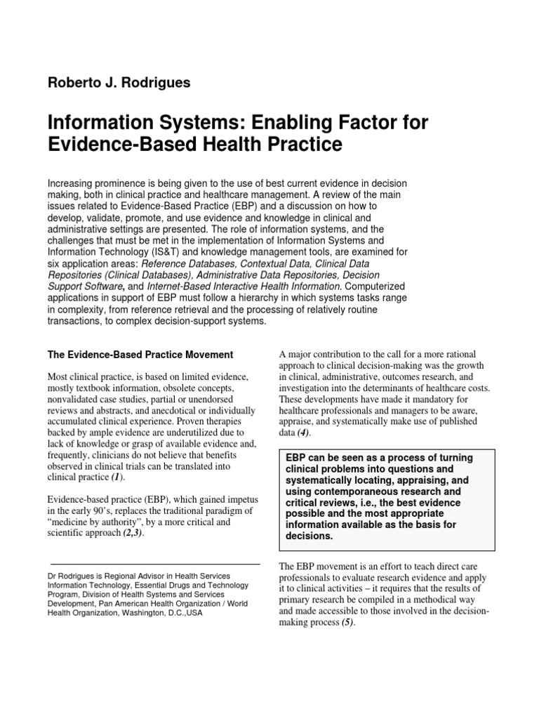 Evidence-Based Health Practice | PDF | Evidence Based Practice ...