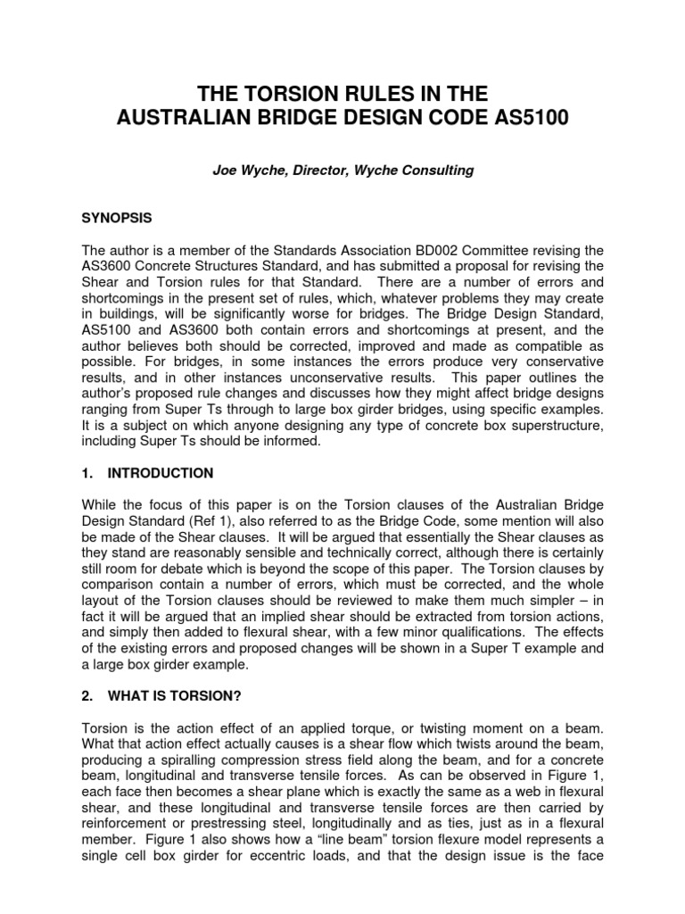 Wyche Torsion in AS5100 Austroads Bridge Conf 06 PDF Beam