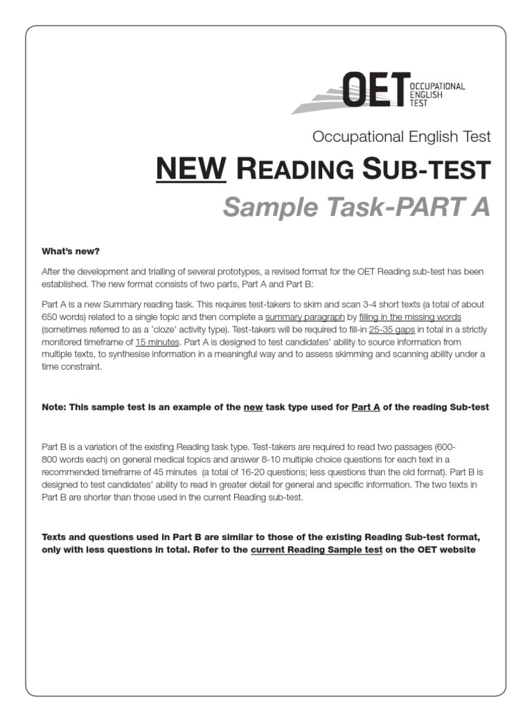 Oet reading pdf migraine general practitioner