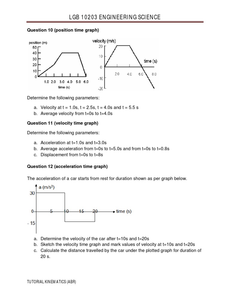LGB 10203 Engineering Science: Question 10 (Position Time Graph) | PDF