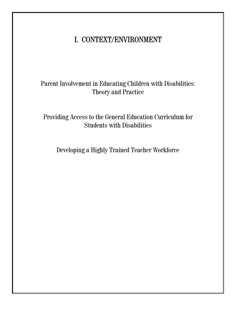 Parent Involvement in Education for Children with Disabilities | PDF