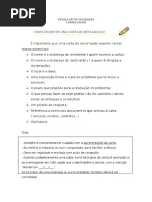 Exemplo De Carta Argumentativa De Reclamação - Vários Exemplos