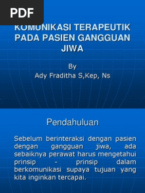 Komunikasi Terapeutik Pada Pasien Gangguan Jiwa