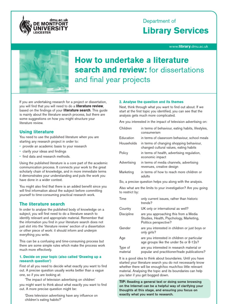 How To Undertake A Literature Search and Review: For Dissertations ...