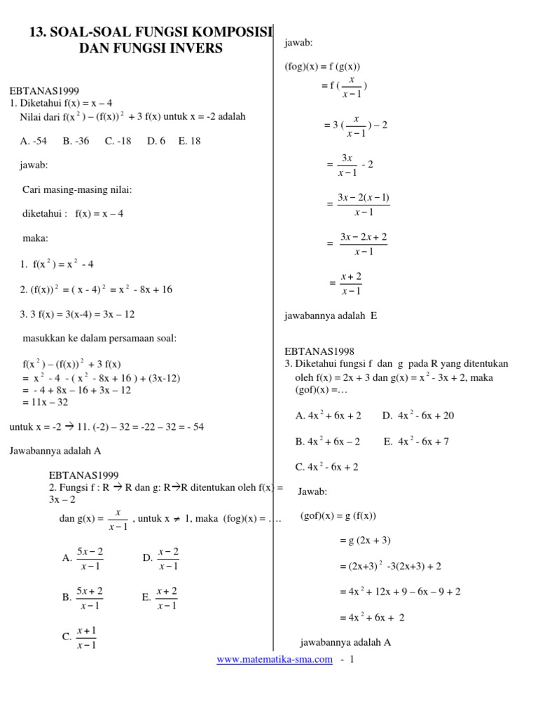 Contoh Soal Fungsi Invers Pdf