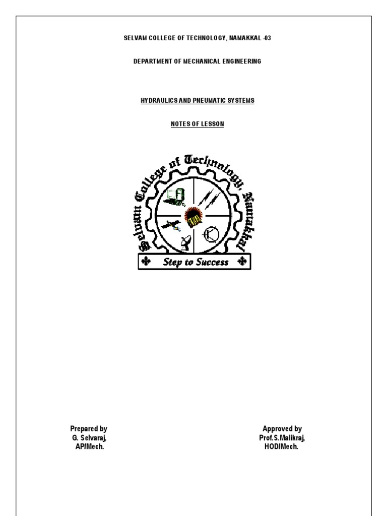 Hydraulics and Pneumatics Notes | PDF | Reynolds Number | Pump