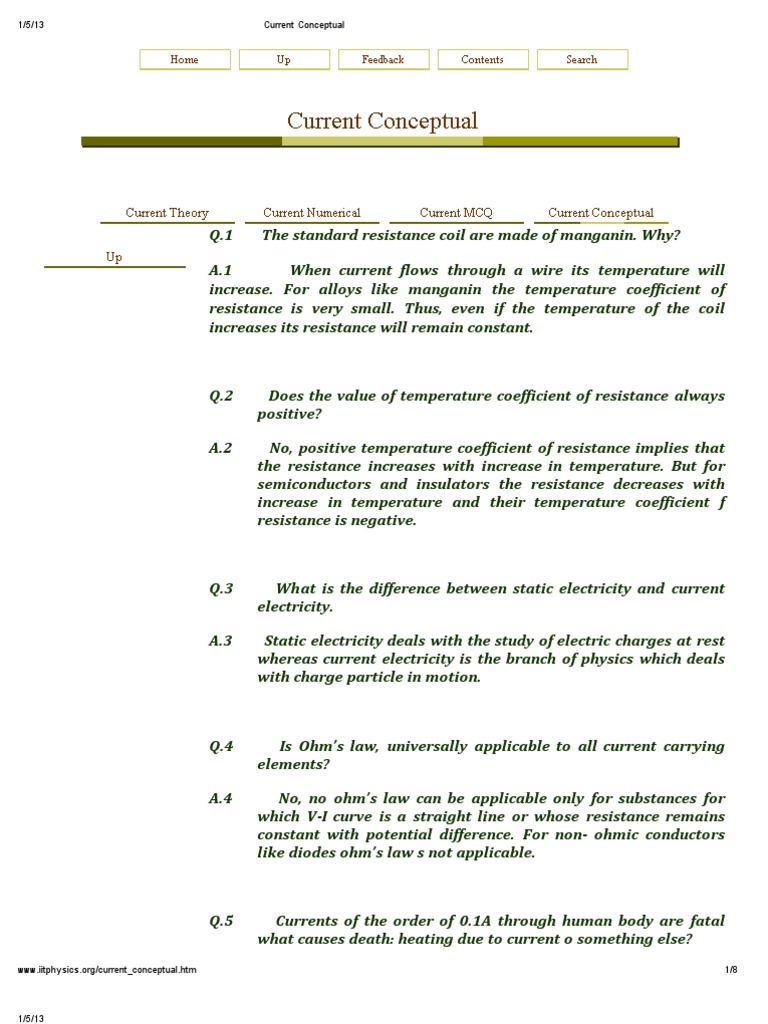 Electric Current | PDF | Electric Current | Electrical Resistivity And ...