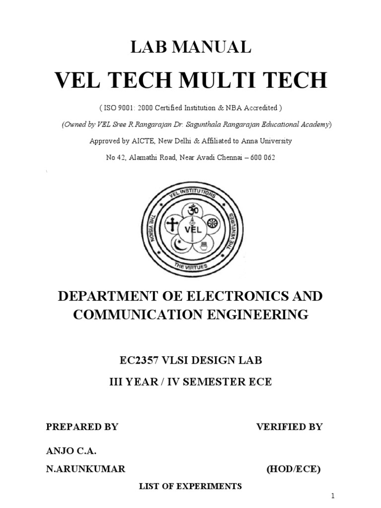 Vlsi Lab Manual 2013 Field Programmable Gate Array Hardware