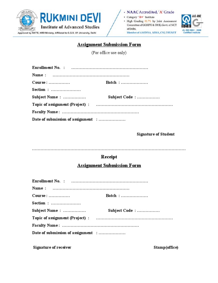 assignment submission form tnou