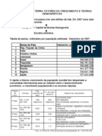 A População Da Terra - Fatores Do Crescimento e Teorias Demográficas