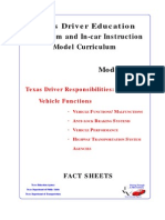 Texas Driver Education Classroom and In-Car Instruction Model Curriculum