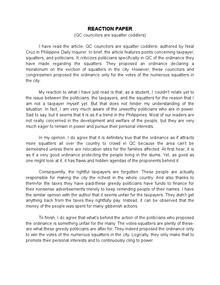 Reactionary policies essay picture