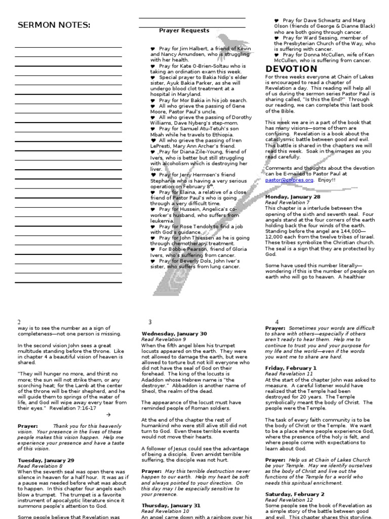 Devotion: Sermon Notes | PDF | Book Of Revelation | Angel