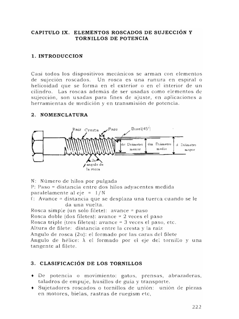 Elementos roscados de sujeción y tornillos de potencia | PDF | Remache ...