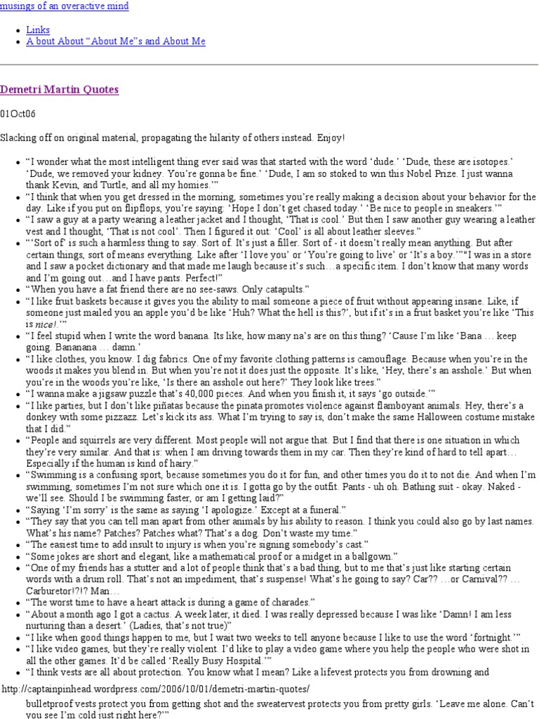 Demetri Martin Quotes Collection | PDF | Leisure, image size:768x1024