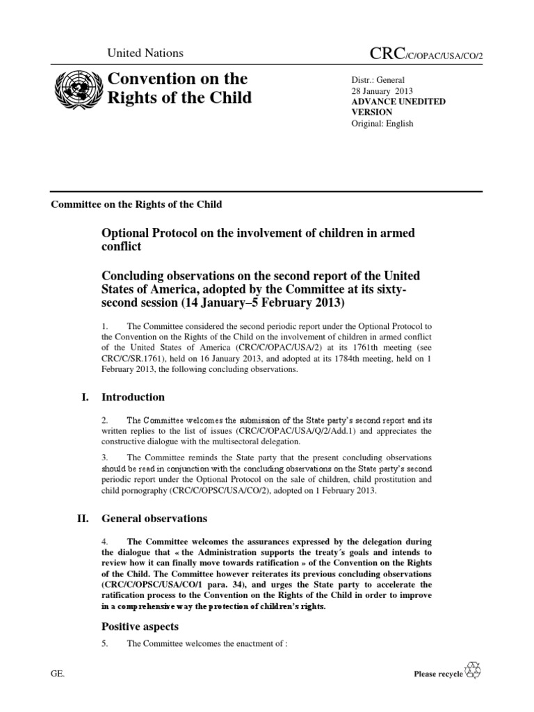 UN Report On Child Soldiers | Download Free PDF | Convention On The ...